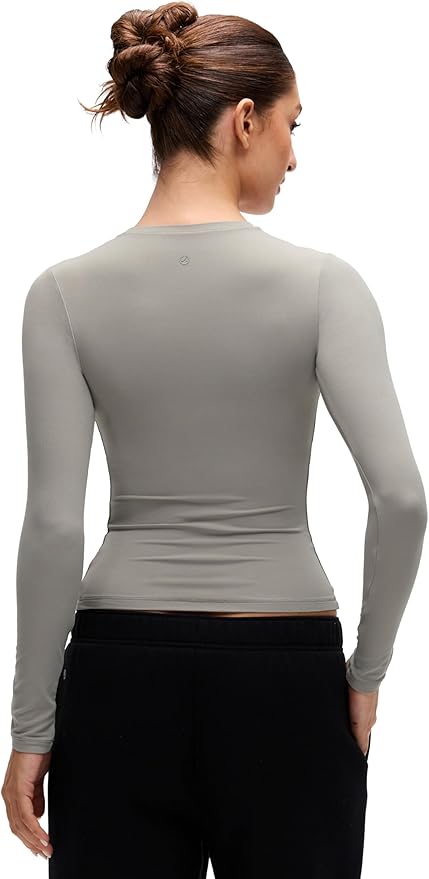 CRZ YOGA Softembrace Crewneck Long Sleeve Shirts for Women - Casual Going Out Tops Soft Basic Fitted Tight Fall T-Shirts