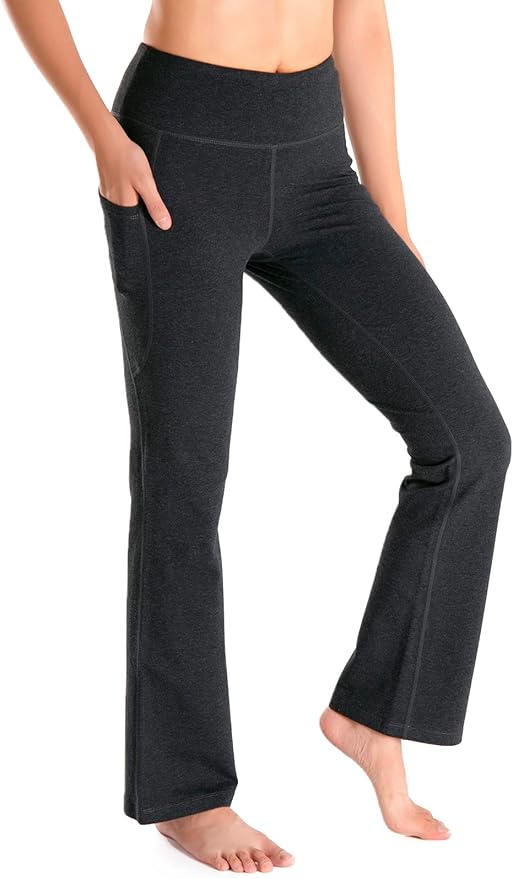 Yogipace Petite/Regular/Tall Women's Bootcut Yoga Pants with Side Pockets, Flare Leggings for Travel, Lounge & Everyday Wear
