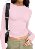 Trendy Queen Womens Long Sleeve T Shirts Fall Fashion 2026 Basic Crop Tops Going Out Outfits Y2k Clothes