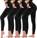 CAMPSNAIL 4 Pack Leggings for Women - High Waisted Tummy Control Yoga Pants for Workout Gym Black Leggings Plus Size Dance