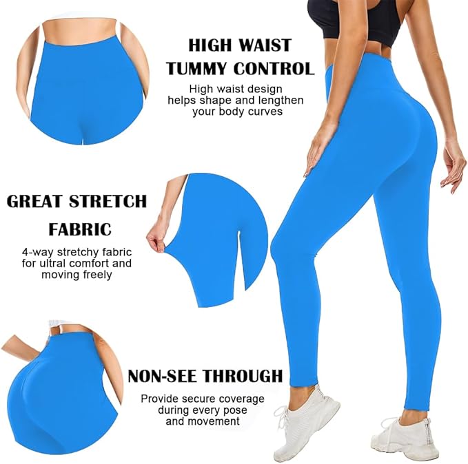 FULLSOFT Buttery Soft Leggings for Women - High Waisted Tummy Control No See Through Workout Yoga Cycling Tights Pants