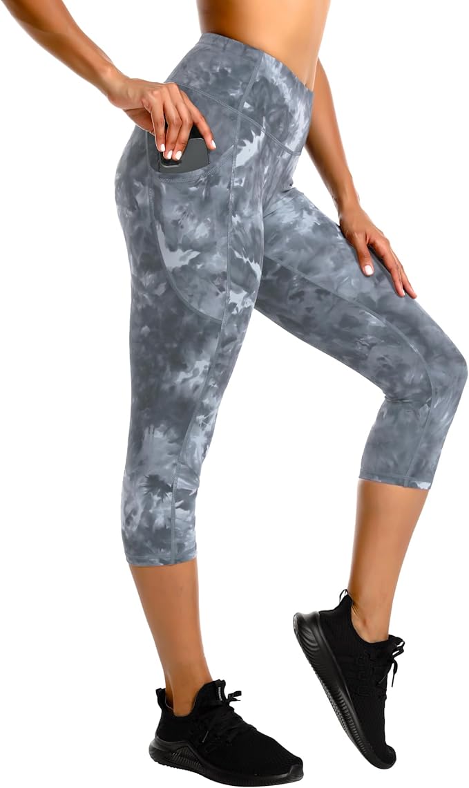 Stelle Women's Capri Yoga Pants with Pockets Essential High Waisted Leggings for Workout