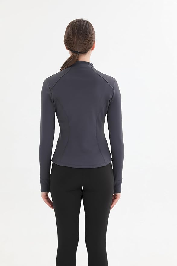 Women's Thermal Yoga Jacket - Thick Warm Full Zip Long Sleeve for Running Gym, Fleece Lined for Cold Weather Winter