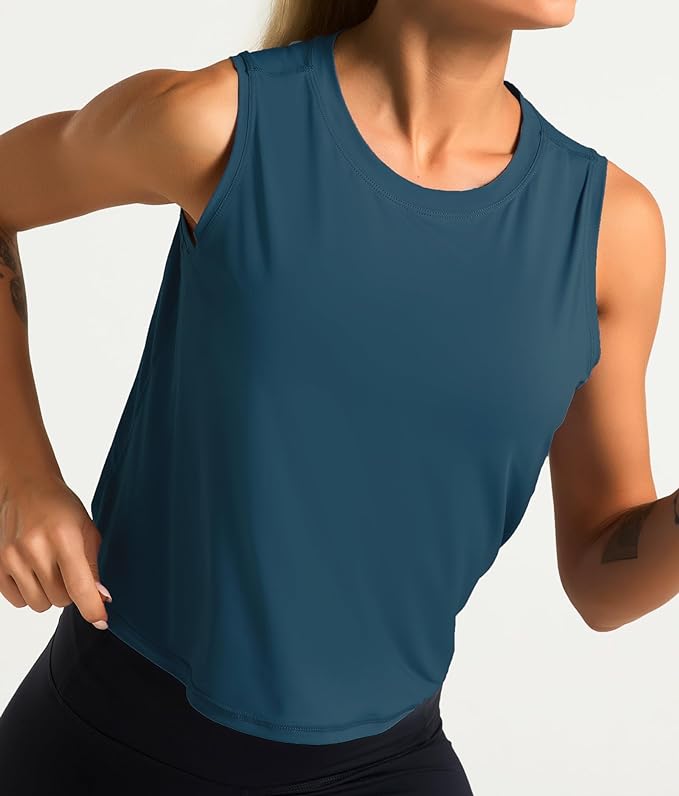 Dragon Fit Womens Ice Silk Workout Tank Tops Sleeveless Cropped Yoga Shirt for Running Gym Summer