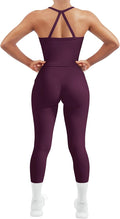 SUUKSESS Women 2 Piece Workout Sets Compression Tummy Control Leggings with Pockets Halter Built in Bra Tank Tops