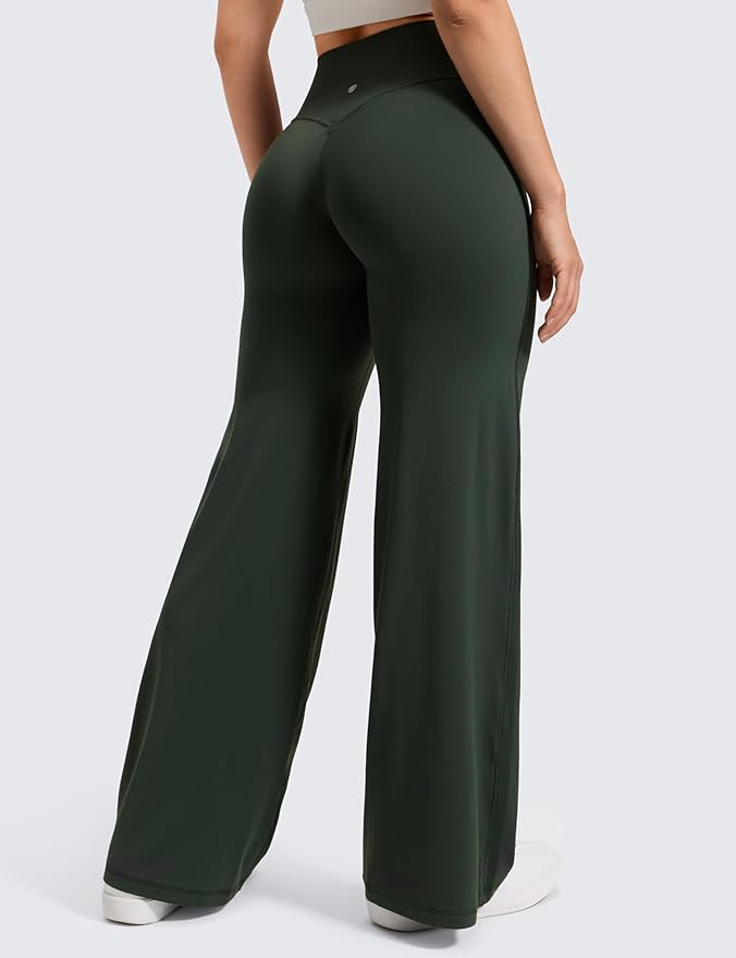 CRZ YOGA Softretch No Front Seam Wide Leg Pants 28''/ 30''/ 32" for Women - High Waist Yoga Lounge Buttery Soft Comfy Casual