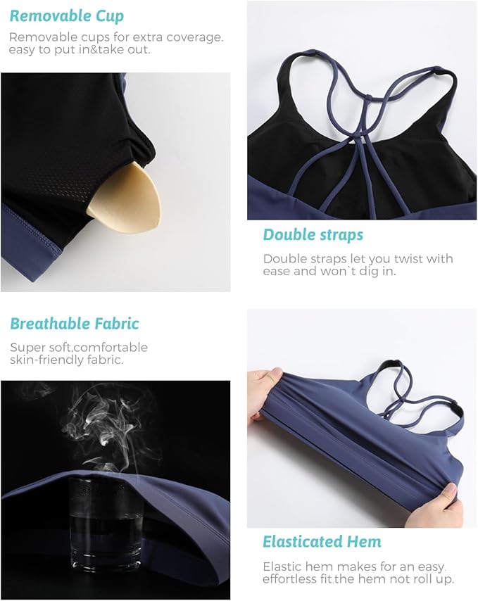 RUNNING GIRL Sports Bras for Women,Padded Sports Bra Tank Top Sexy Crisscross Back High Impact Longline Workout Yoga Bra