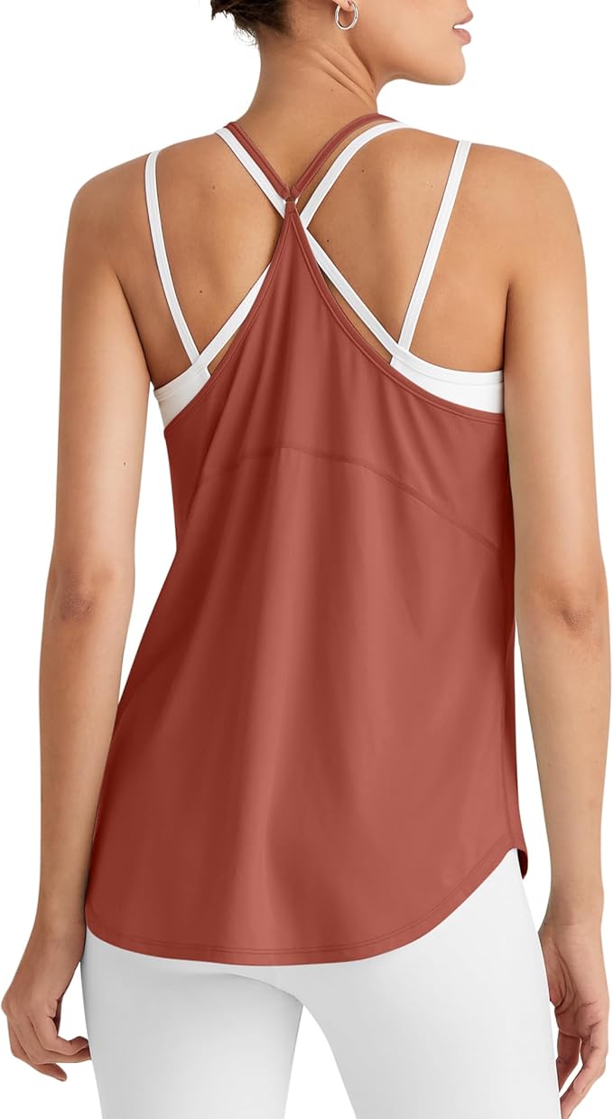 G4Free Workout Athletic Tank Tops for Women Racerback Lightweight Gym Pilates Y-Back Loose Fit Running Tanks Top