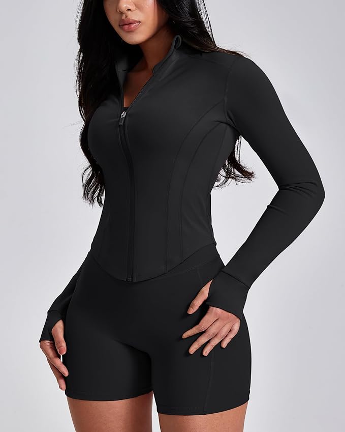 GYM RAINBOW Workout Jackets for Woman Lightweight Athletic Full Zip Running Jacket BBL Cropped Jackets Slim With Thumb Holes