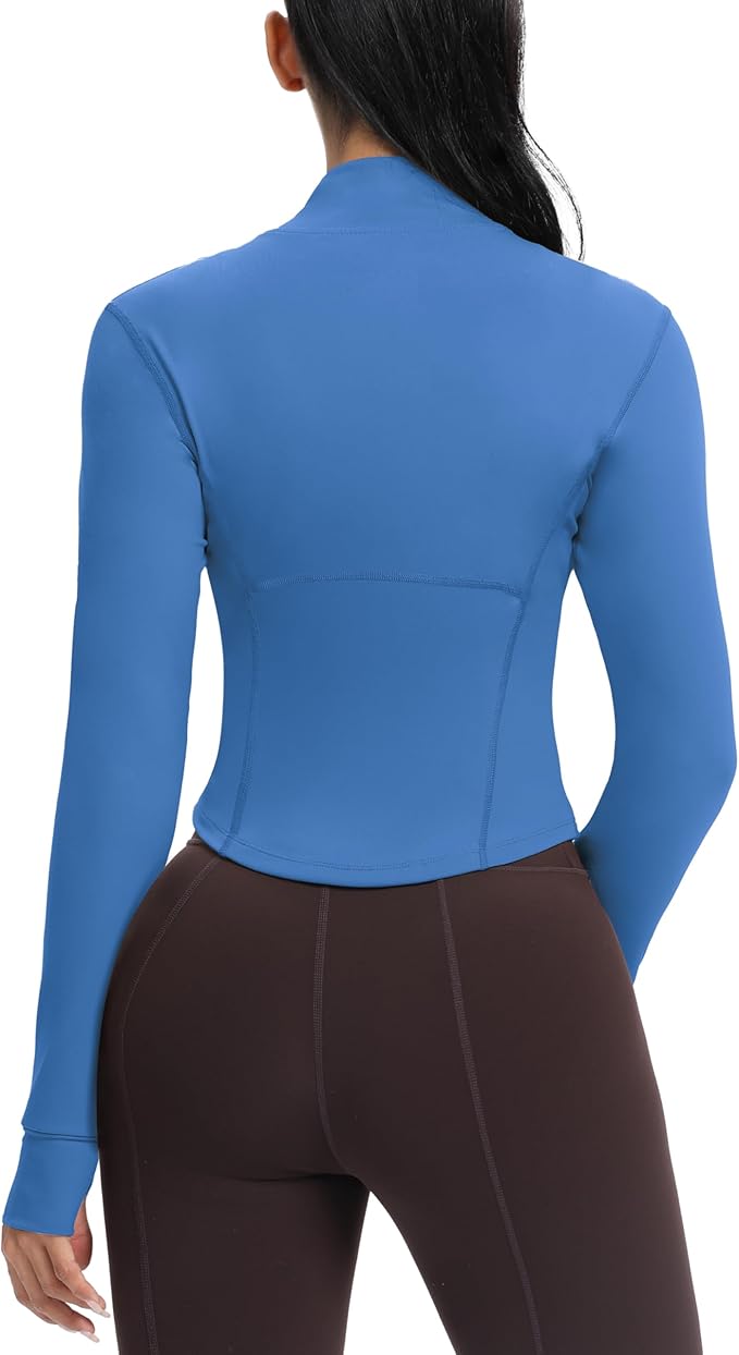GYM RAINBOW Womens Zip Up Workout Jakcets Lightweight Slim Fit Running Athletic Jackets with Thumb Holes