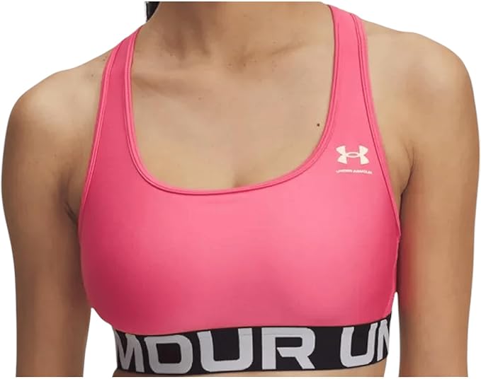 Under Armour Womens HeatGear Authentics Mid Impact Branded Sports Bra