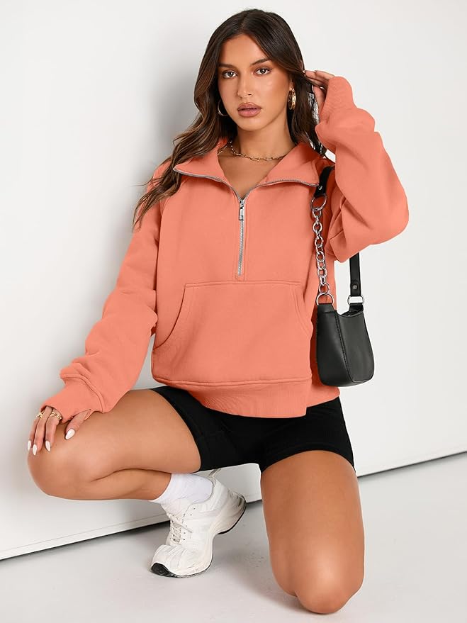 AUTOMET Womens Sweatshirts Half Zip Cropped Pullover Fleece Quarter Zipper Hoodies 2026 Fall Fashion Outfits Clothes