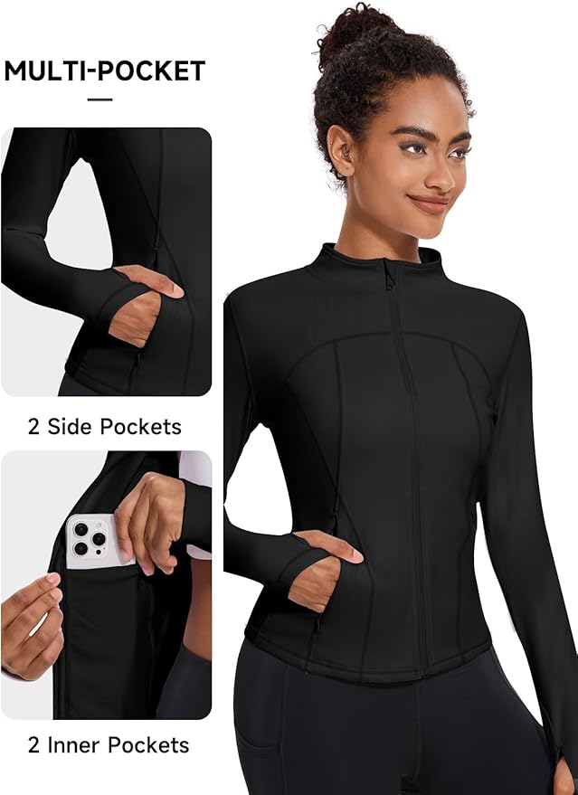 VUTRU Womens Workout Yoga Jacket Lightweight Zip Up Athletic Jacket Lightweight Cropped Jacekt with Pockets