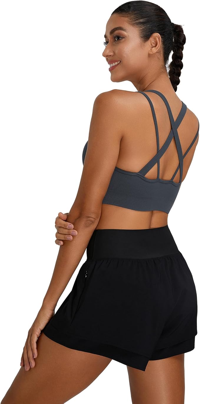 Sports Bras for Women HIigh Support, Criss-Cross Back Padded Strappy High Impact Sports Bras for Women Large Bust
