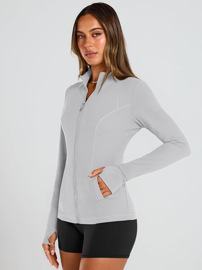 Trendy Queen Womens Lightweight Zip Up Jackets 2026 Athletic Workout Hoodies Spring Shirt Fitted Gym Clothes with Pocket
