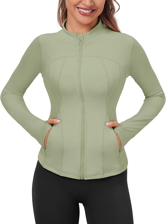 VUTRU Womens Workout Yoga Jacket Lightweight Zip Up Athletic Jacket Lightweight Cropped Jacekt with Pockets