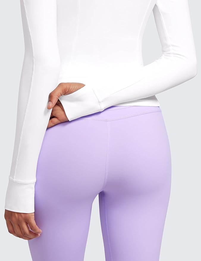 CRZ YOGA Butterluxe Waist Length Jackets for Women - Full Zip Athletic Track Tops with Thumb Holes Pockets