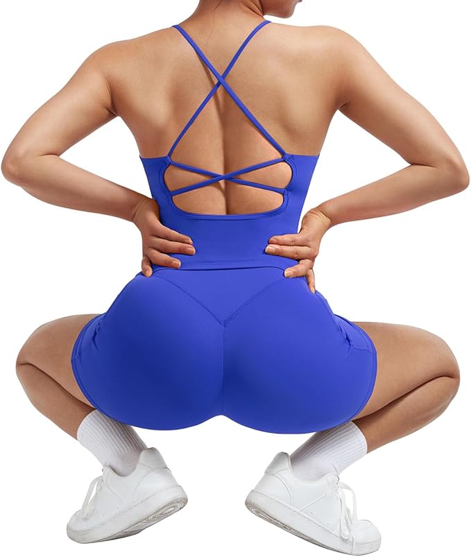 SUUKSESS Women 2 Piece Workout Sets Padded Tank Tops Tummy Control Leggings Gym Outfits