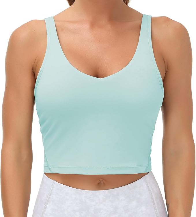 THE GYM PEOPLE Womens' Sports Bra Longline Wirefree Padded with Medium Support