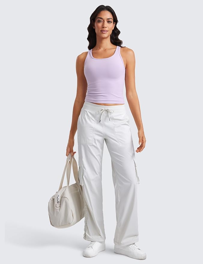 CRZ YOGA Butterluxe Double Lined Tank Tops for Women - Workout Casual Scoop Neck Racerback Crop Sleeveless Shirt