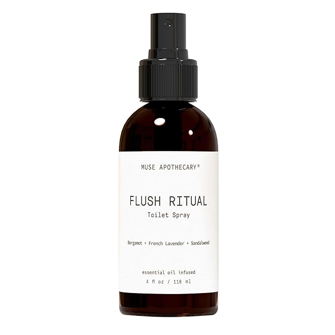 Muse Apothecary Flush Ritual - Aromatic & Refreshing Toilet Spray, Use Before You Go, 4 oz, Infused with Natural Essential Oils - Bergamot + French Lavender + Sandalwood