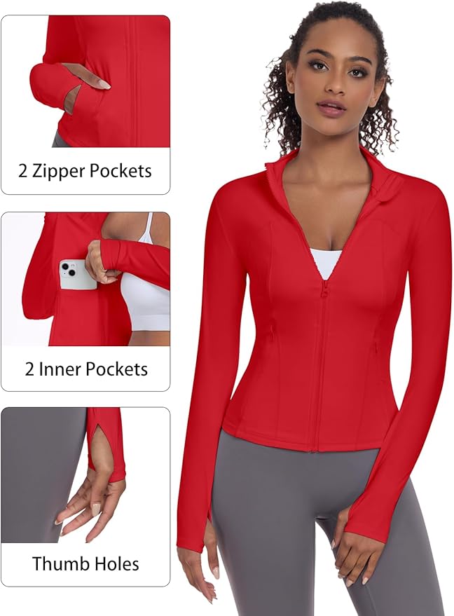 VUTRU Womens Workout Yoga Jacket Lightweight Zip Up Athletic Jacket Lightweight Cropped Jacekt with Pockets