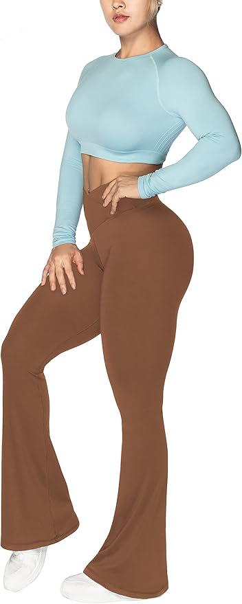 Sunzel Flare Leggings, Crossover Yoga Pants with Tummy Control, High-Waisted and Wide Leg