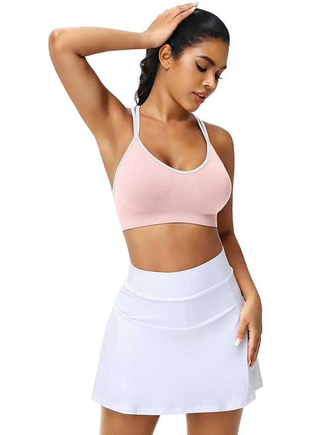 VEQKING Women's Cross Back Sports Bra Padded Strappy Medium Support Yoga Bra for Workout Fitness 3 Pack