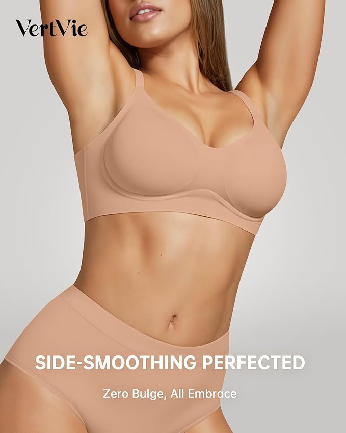 Vertvie Womens Seamless Jelly Bras No Underwire Comfort Push Up Bras Buttery Soft Wireless Bralette Full Coverage Sports Bra