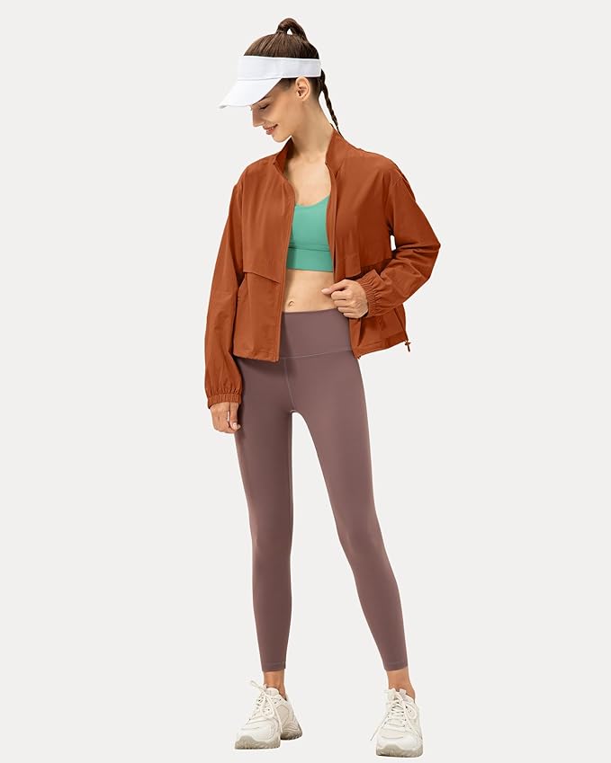 Locachy Women's Lightweight Zip Up Athletic Jacket Stand Collar Windproof Sun Protection Workout Outdoor Jacket