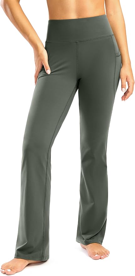 28"/30"/32"/34" Inseam Women's Bootcut Yoga Pants Long Bootleg High-Waisted Flare Pants with Pockets