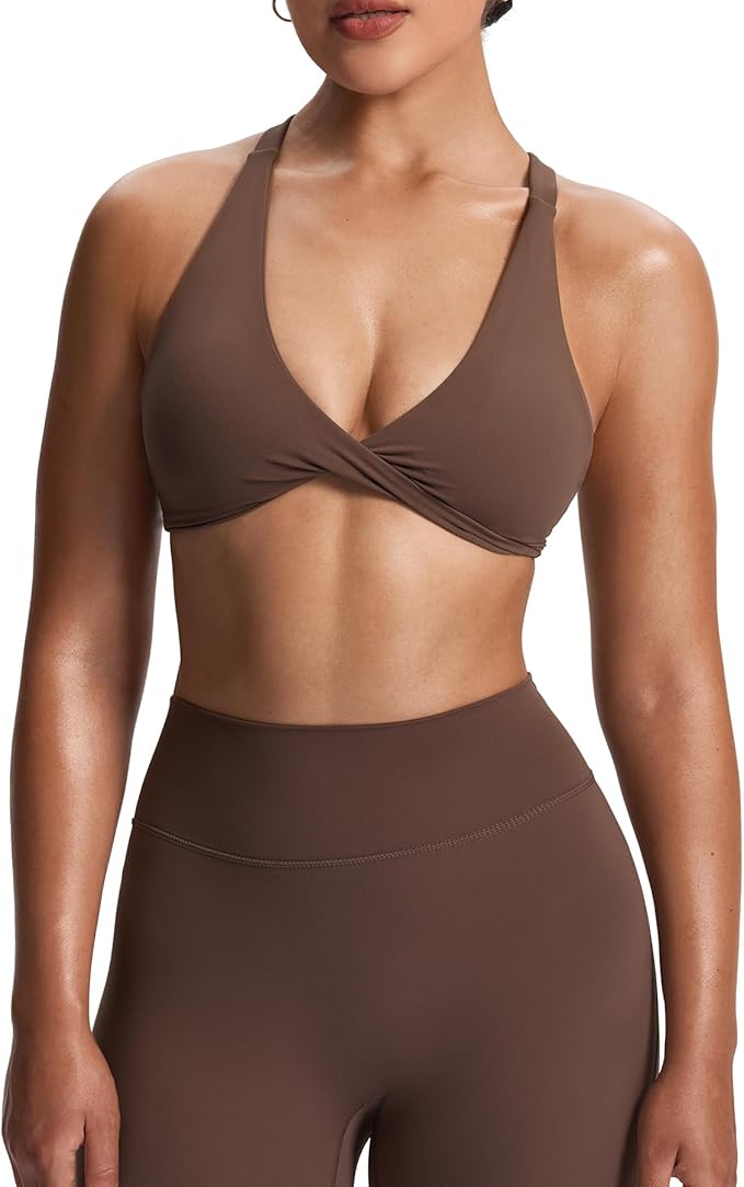 Aoxjox Women's Workout Sports Bras Fitness Satara Low Impact Bra Yoga Crop Tank