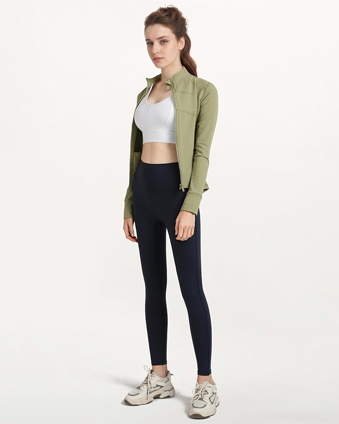 Locachy Women's Slim Fit Full Zip Athletic Running Sports Workout Jacket with Thumb Holes