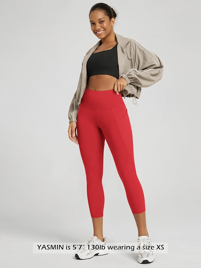 ODODOS Women's High Waisted Yoga Leggings with Pockets, Tummy Control Non See Through Workout Athletic Running Yoga Pants