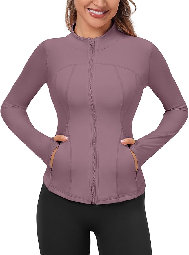 VUTRU Womens Workout Yoga Jacket Lightweight Zip Up Athletic Jacket Lightweight Cropped Jacekt with Pockets