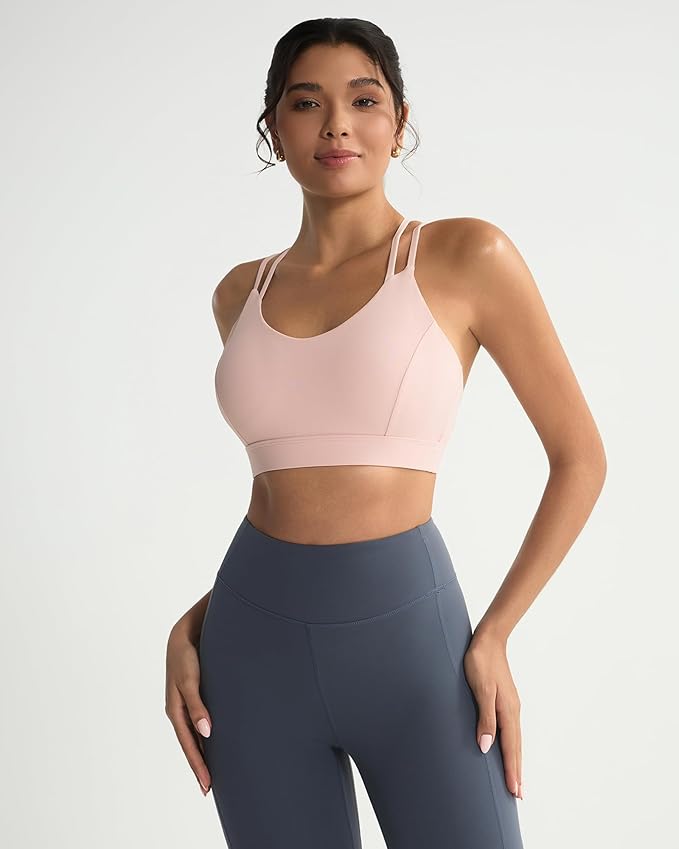 RUNNING GIRL Sports Bras for Women,Strappy Crisscross Back Padded Low Impact Running Sports Bra with Removable Cups