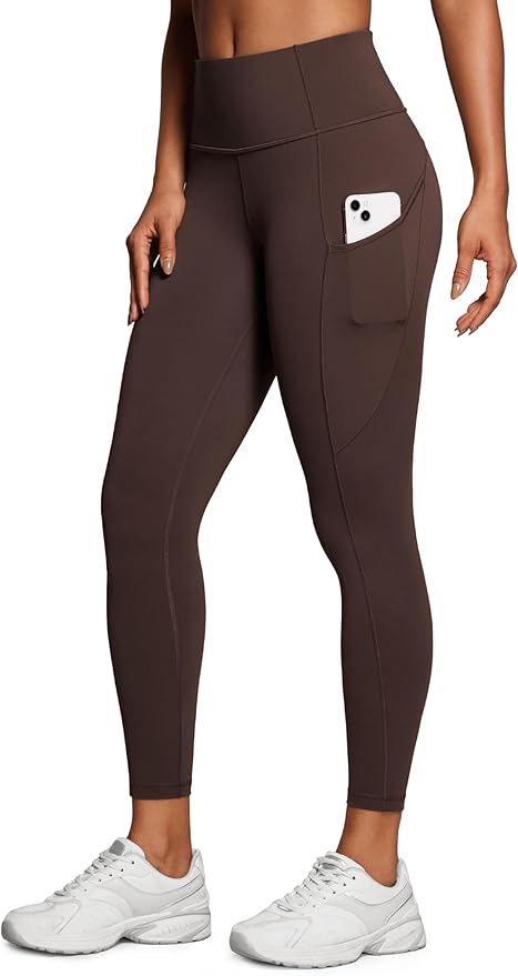 CRZ YOGA Naked Feeling Workout Leggings Pockets 25'' - High Waisted Womens Yoga Pants Running Tights