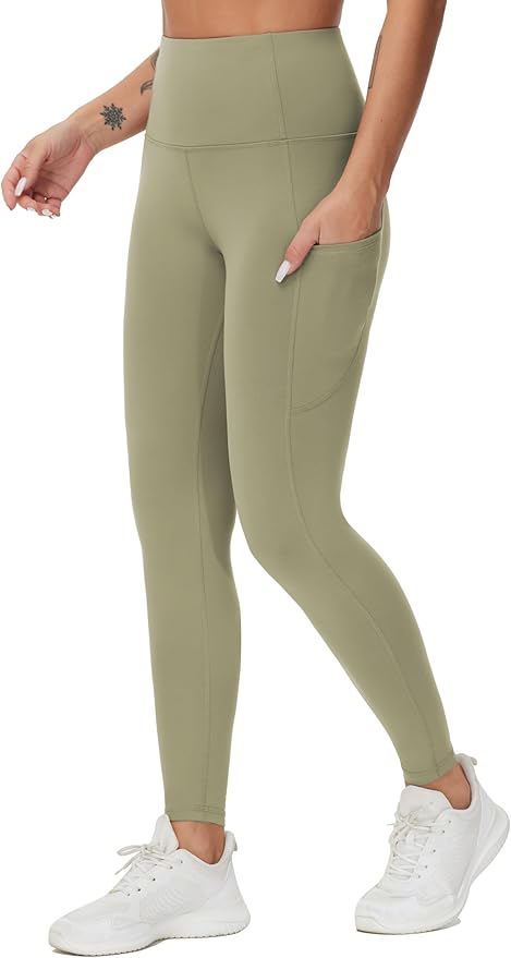 THE GYM PEOPLE Thick High Waist Yoga Pants with Pockets, Tummy Control Workout Running Yoga Leggings for Women