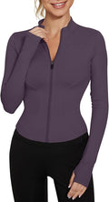 LUYAA Women's Workout Jacket Lightweight Zip Up Yoga Jacket Cropped Athletic Slim Fit Tops