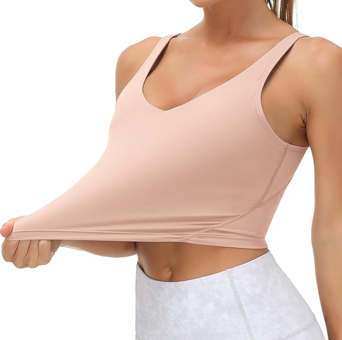 THE GYM PEOPLE Womens' Sports Bra Longline Wirefree Padded with Medium Support