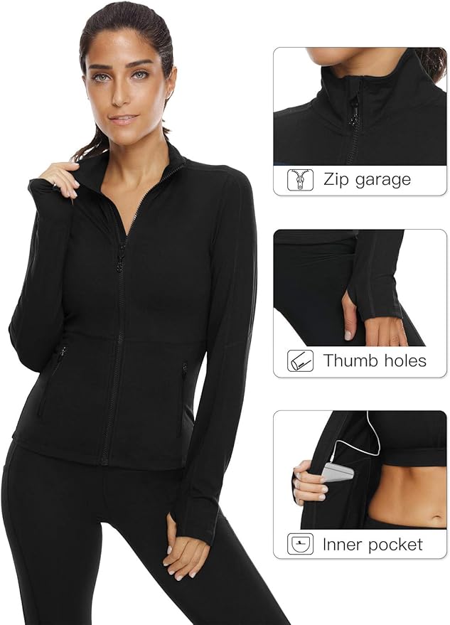 VUTRU Women's Workout Yoga Jacket Full Zip Running Athletic Track Jacket