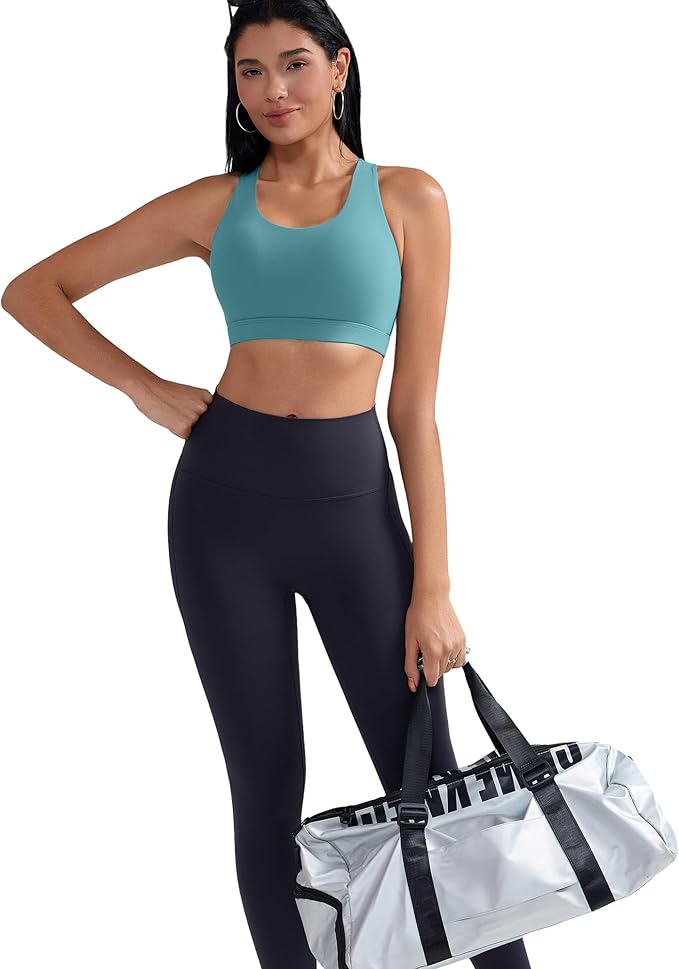 RUNNING GIRL Sports Bras for Women,Padded Strappy Sports Bras Criss-Cross Back Medium Support Sports Bras with Removable Cups