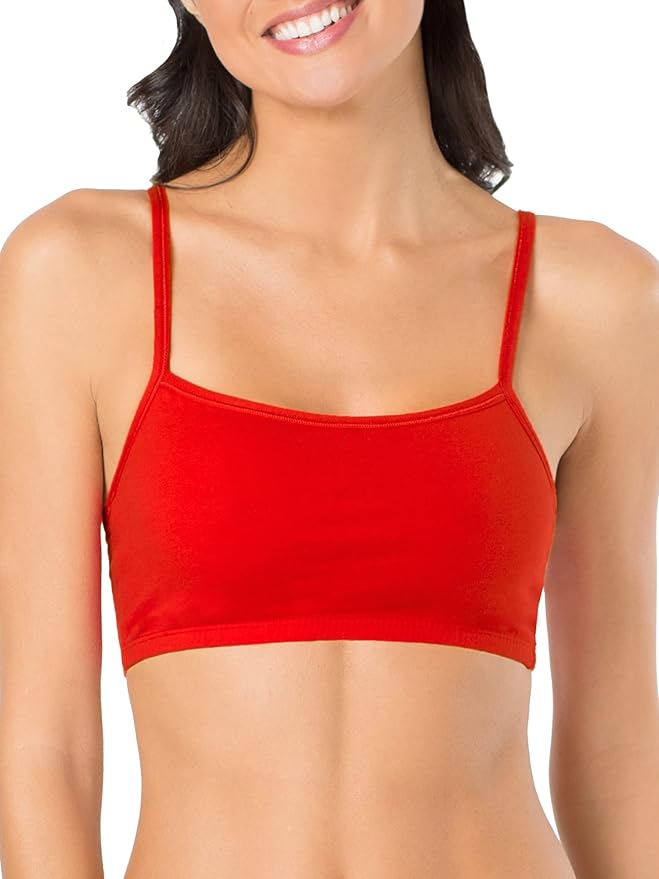 Fruit of the Loom Women's Spaghetti Strap Cotton Sports Bra - All-Day Comfort & Easy Movement