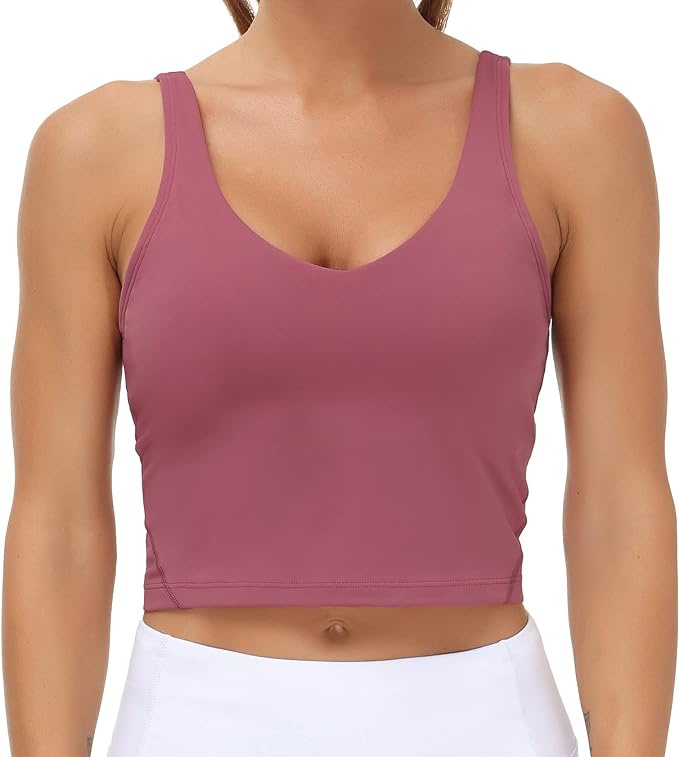 THE GYM PEOPLE Womens' Sports Bra Longline Wirefree Padded with Medium Support