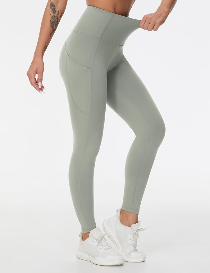 THE GYM PEOPLE Thick High Waist Yoga Pants with Pockets, Tummy Control Workout Running Yoga Leggings for Women