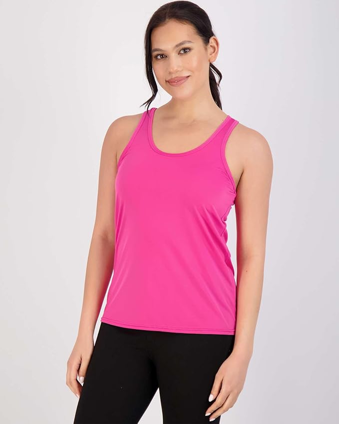 Real Essentials 5 Pack: Women's Racerback Tank Top Dry-Fit Athletic Performance Yoga Activewear (Available in Plus Size)