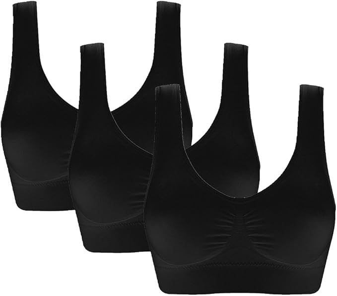 Vermilion Bird Women's 3 Pack Seamless Comfortable Sports Bra with Removable Pads