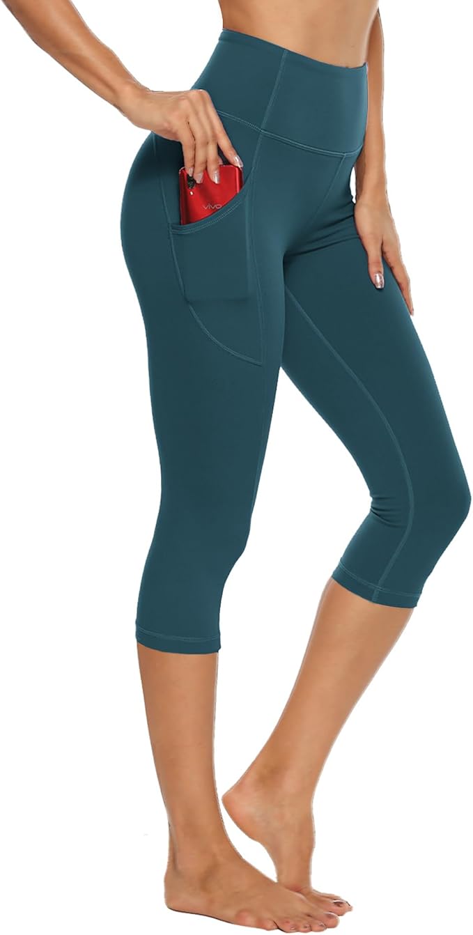 Stelle Women's Capri Yoga Pants with Pockets Essential High Waisted Leggings for Workout