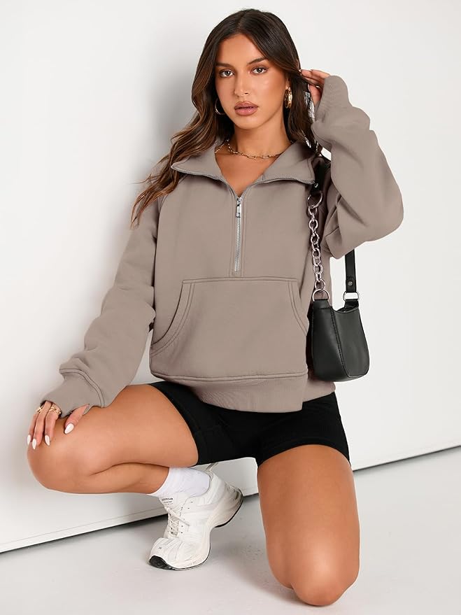 AUTOMET Womens Sweatshirts Half Zip Cropped Pullover Fleece Quarter Zipper Hoodies 2026 Fall Fashion Outfits Clothes