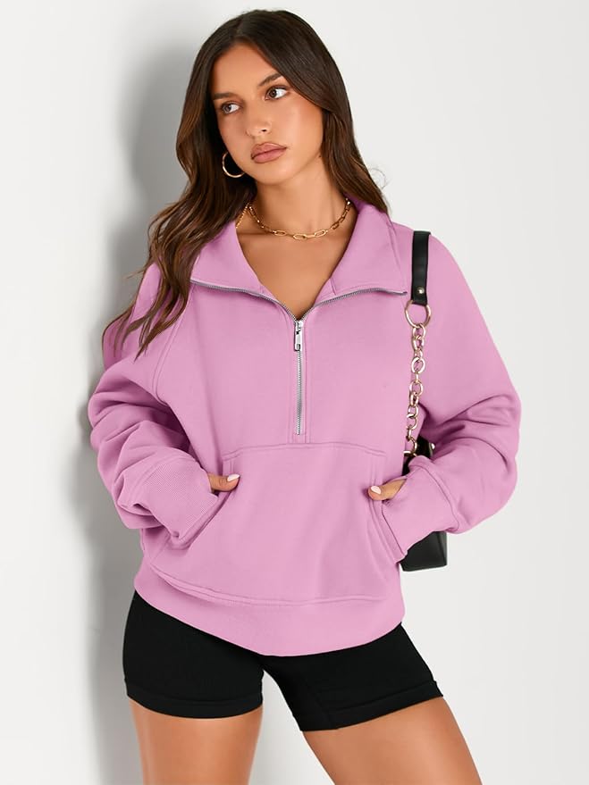 AUTOMET Womens Sweatshirts Half Zip Cropped Pullover Fleece Quarter Zipper Hoodies 2026 Fall Fashion Outfits Clothes